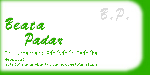 beata padar business card